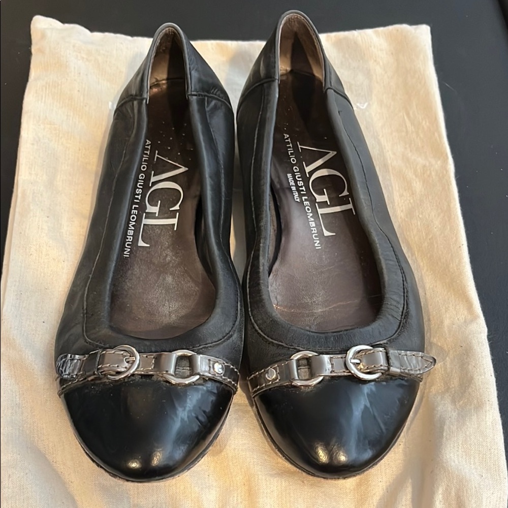 AGL Women's Black Leather Flats